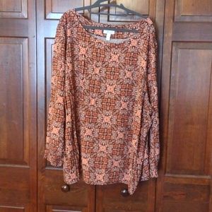5X Denim & Co. pullover blouse, tile print